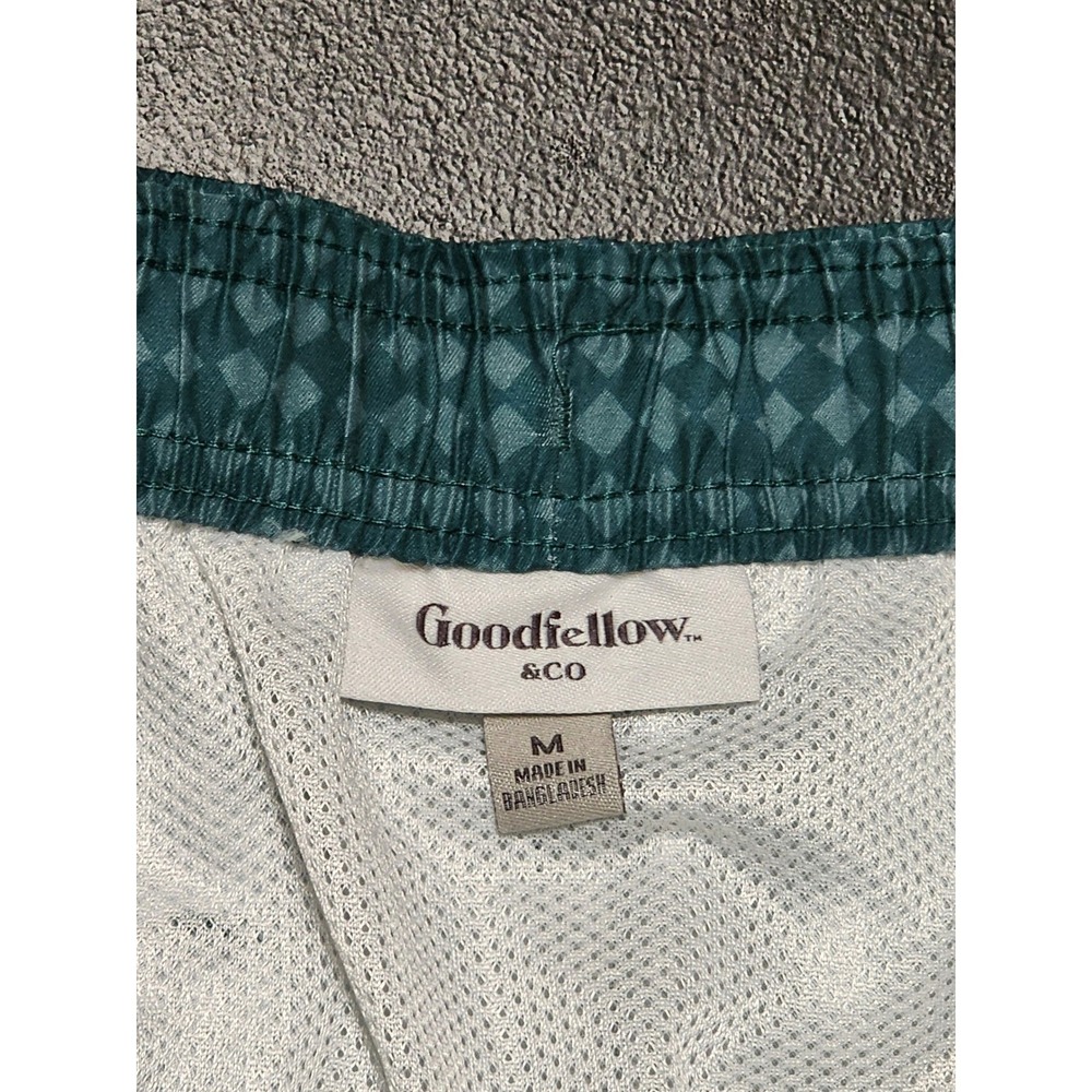 Goodfellow & Co Swim Trunks Checkerboard Geometric Print Medium Teal - Picture 3 of 9